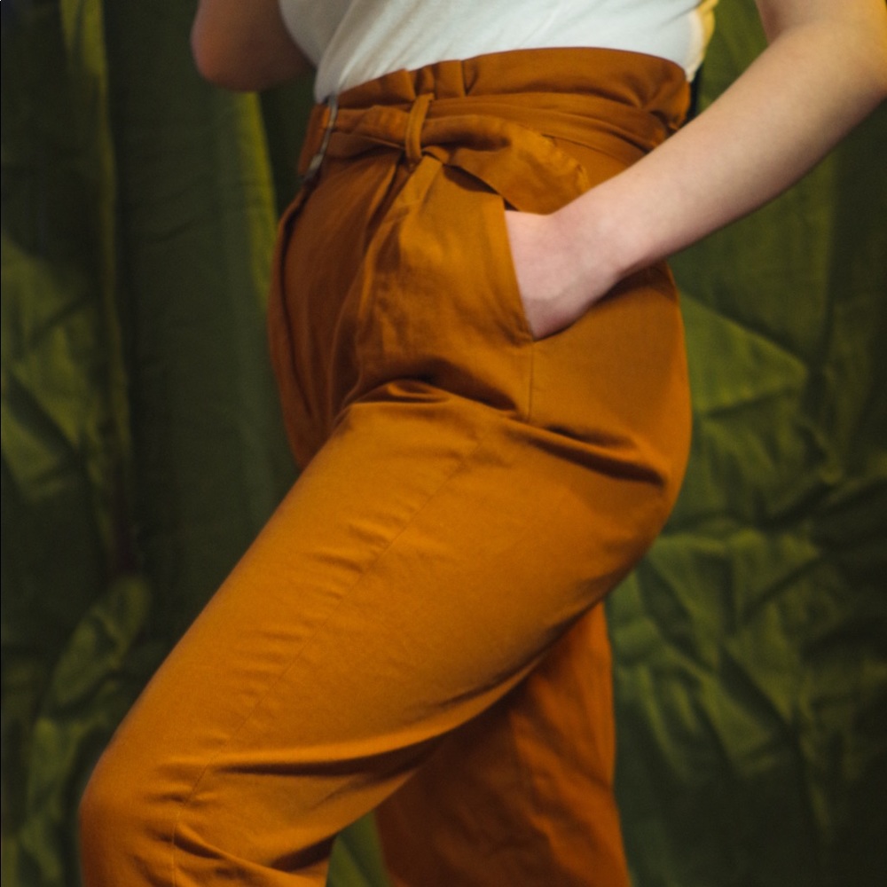 Terra-cotta Paperbag Pants